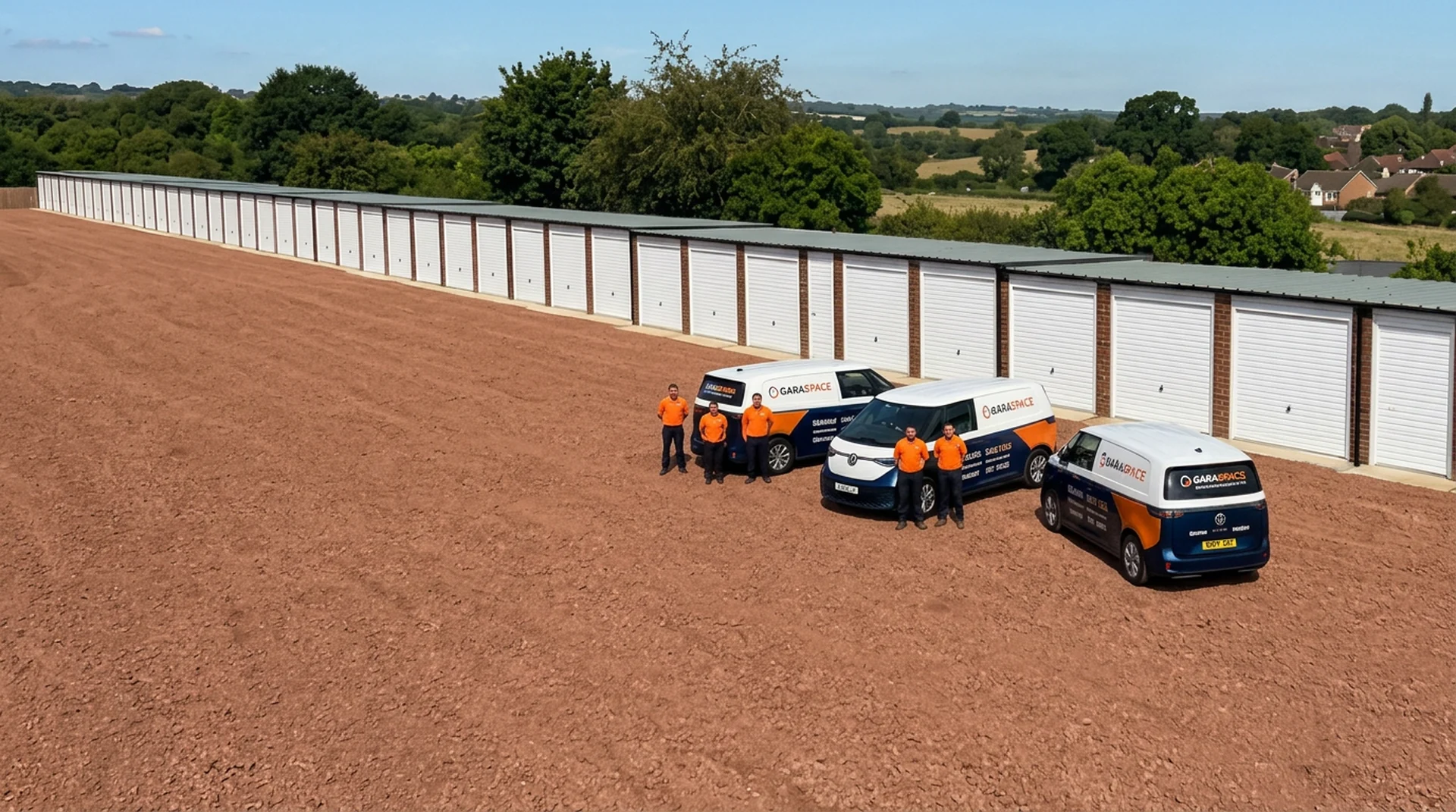 The GaraSpace fleet and management team outside a UK garage site
